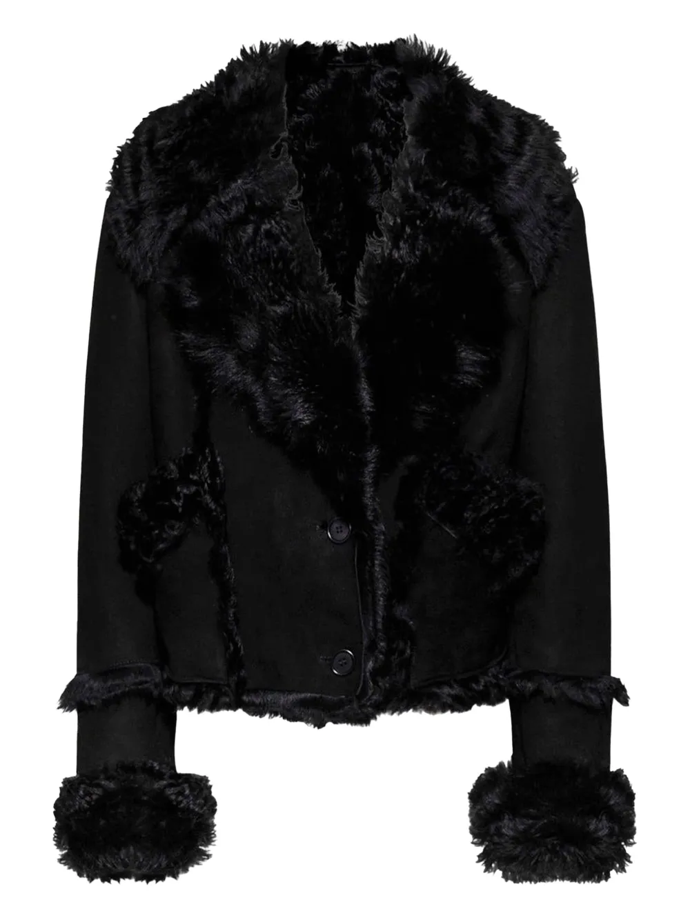 Santoro fur leather jacket - Nero