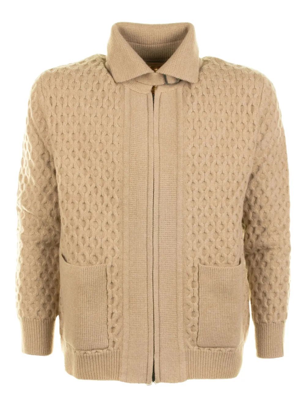 Paolo Pecora Honeycomb zip-up cardigan | Neutrals | Image 1