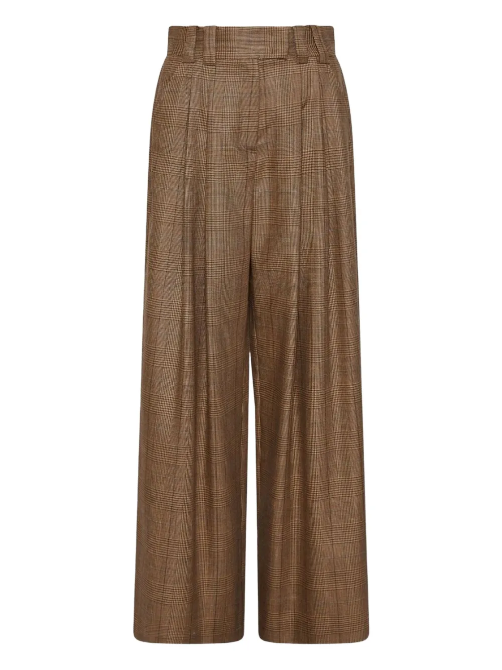 Marella Ultra Pleated Checked Trousers In Brown