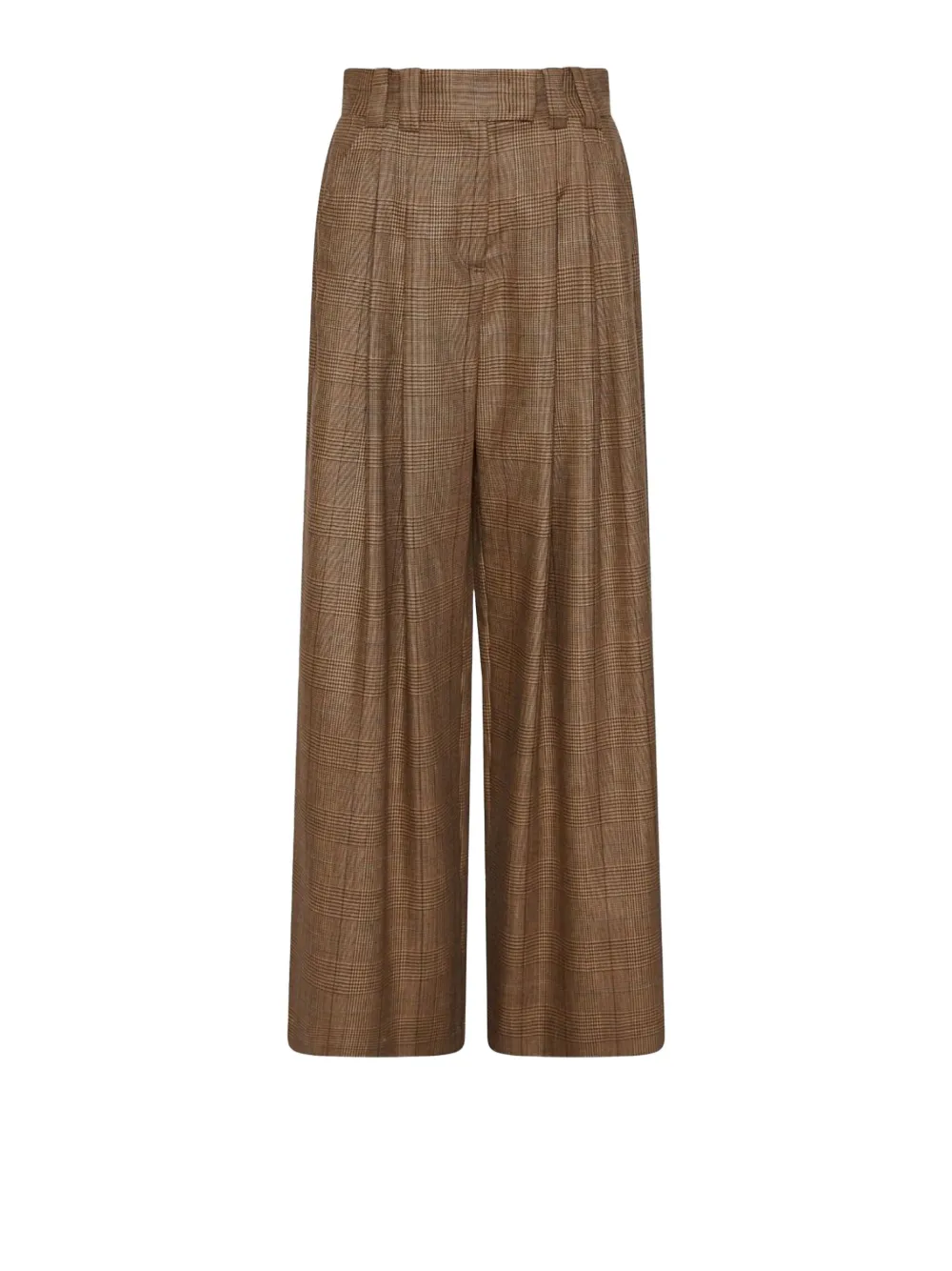 Marella ULTRA pleated checked trousers - Bruin
