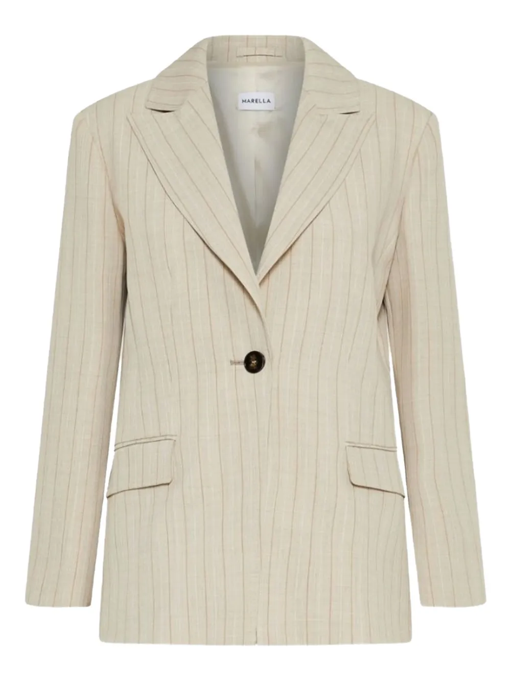 Marella Facile Striped Button Blazer In Neutral