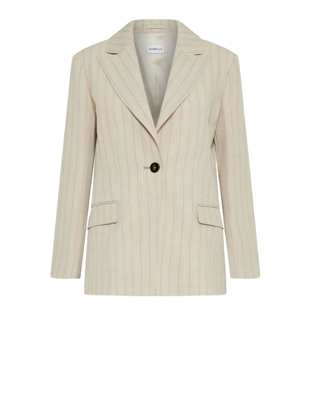 Marella Facile Striped Button Blazer In Neutral