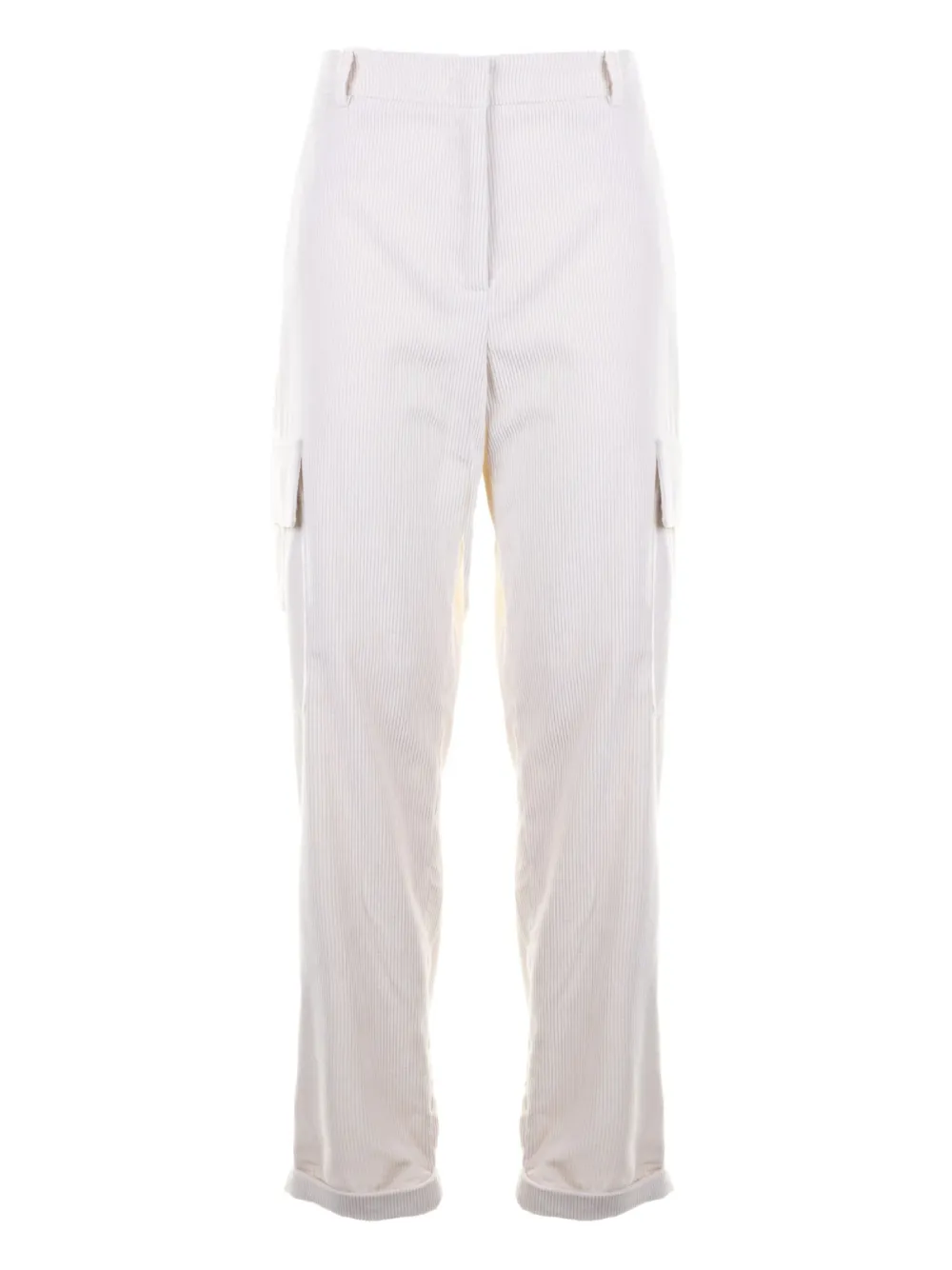 Eleventy Pinstriped Cargo-pockets Trousers In White