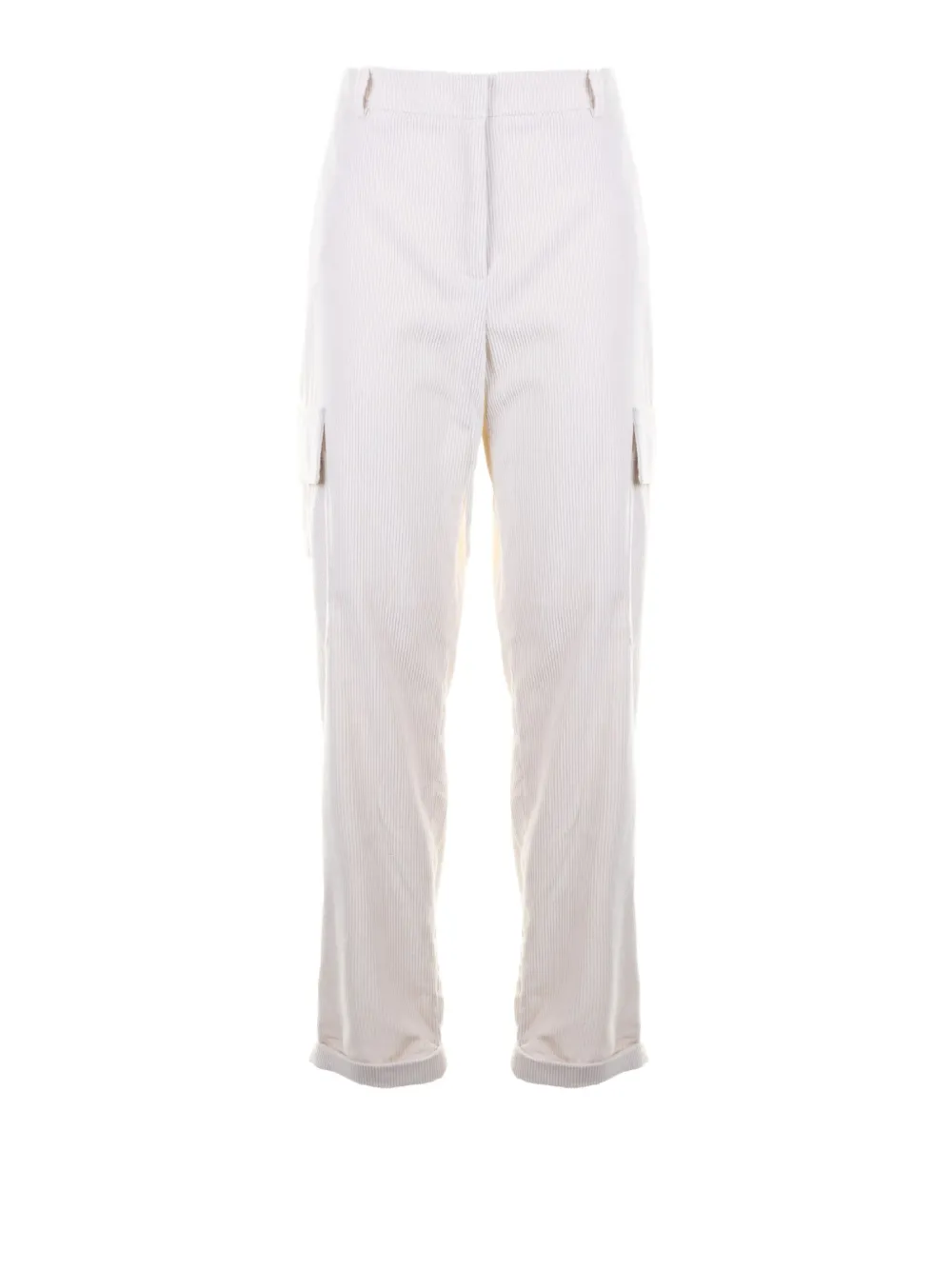 Eleventy Pinstriped Cargo-pockets Trousers In White