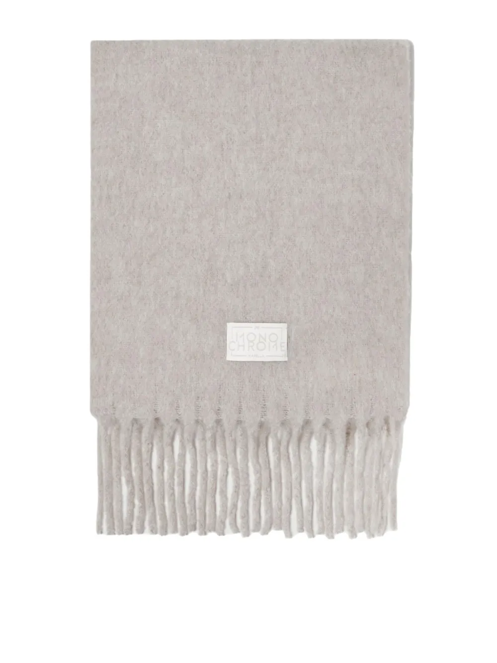 Marella logo-patch fringed scarf - Beige
