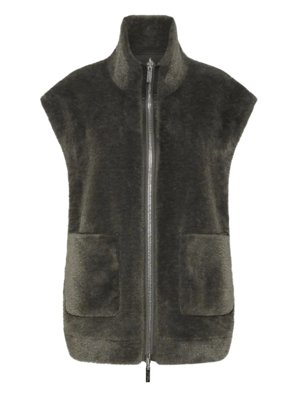 Marella Zip-up Faux-fur Gilet In Green