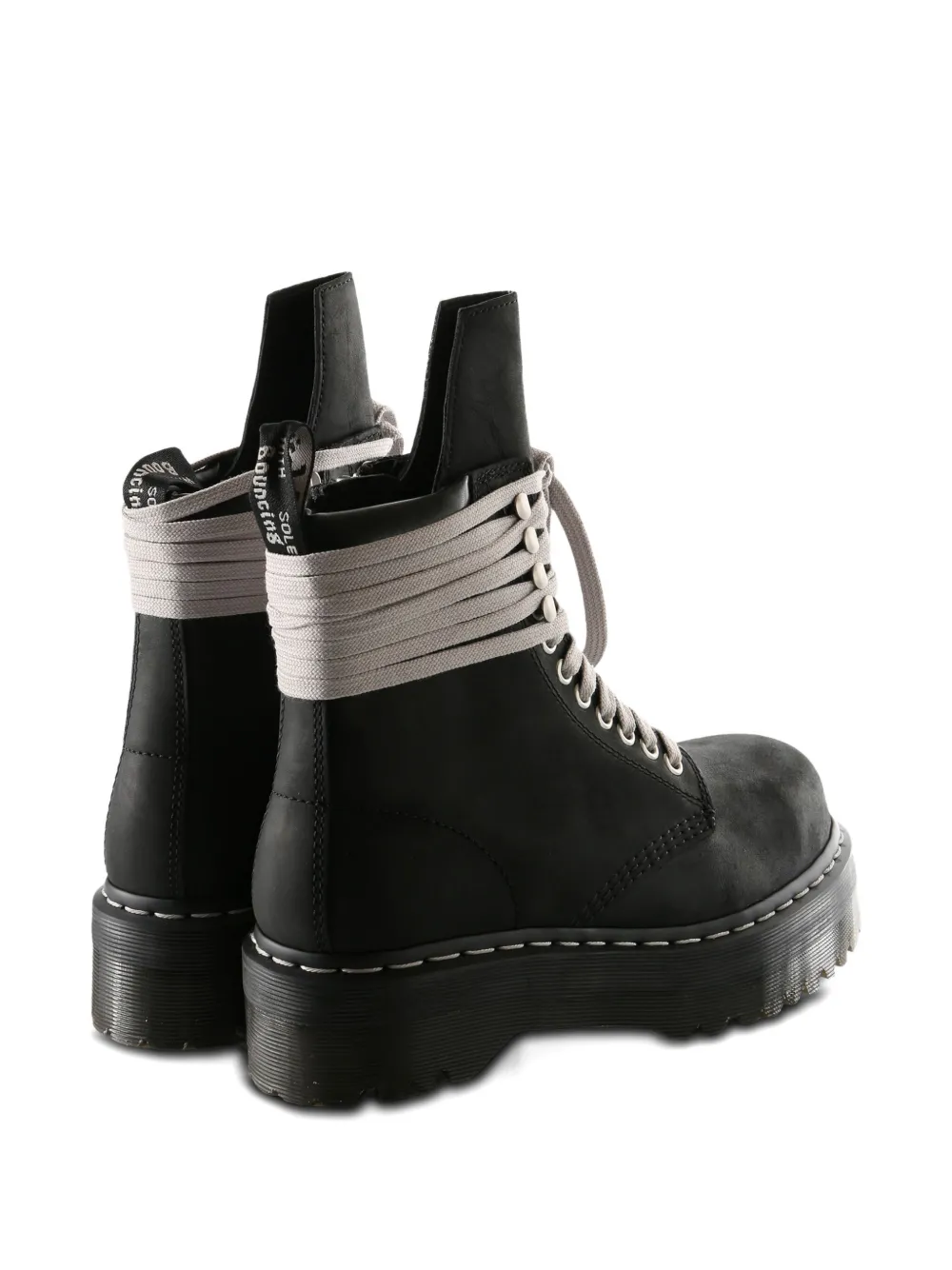Dr. Martens X Rick Owens Quad Sole Steel Toe Combat Boots In Black