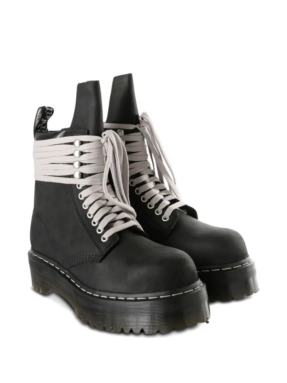 Dr. Martens X Rick Owens Quad Sole Steel Toe Combat Boots In Black