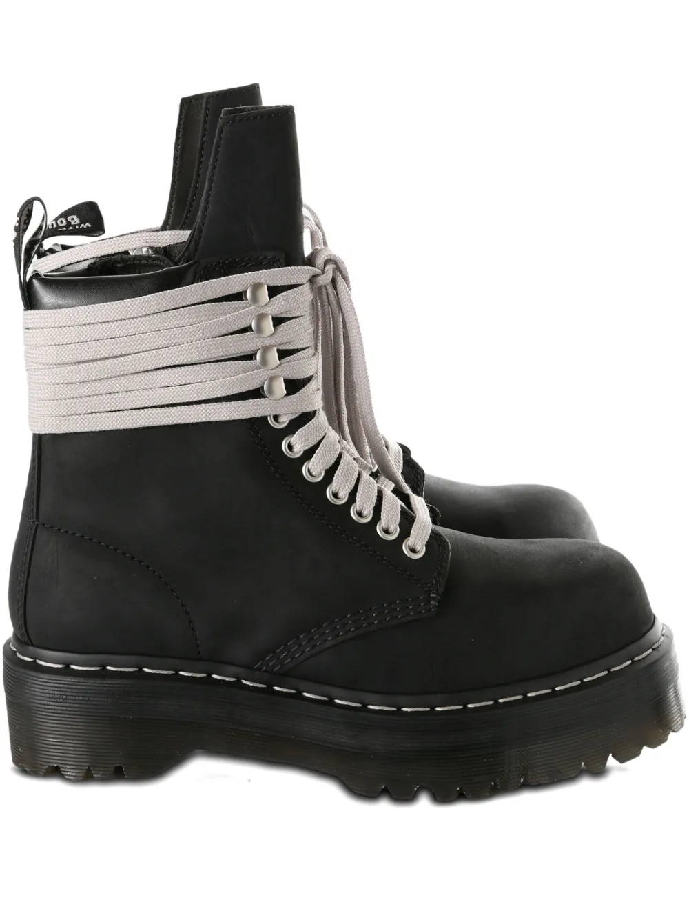 Dr. Martens X Rick Owens Quad Sole Steel Toe Combat Boots In Black