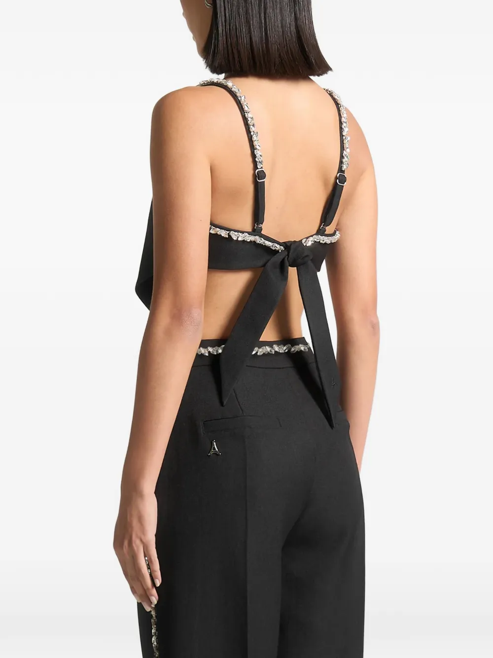 Manière De Voir Eloise Embellished-strap Top In Black