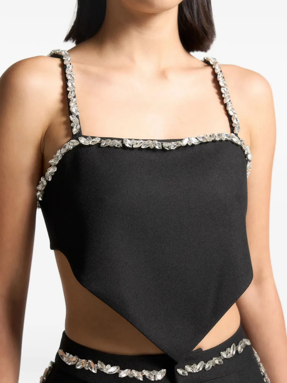 Manière De Voir Eloise Embellished-strap Top In Black
