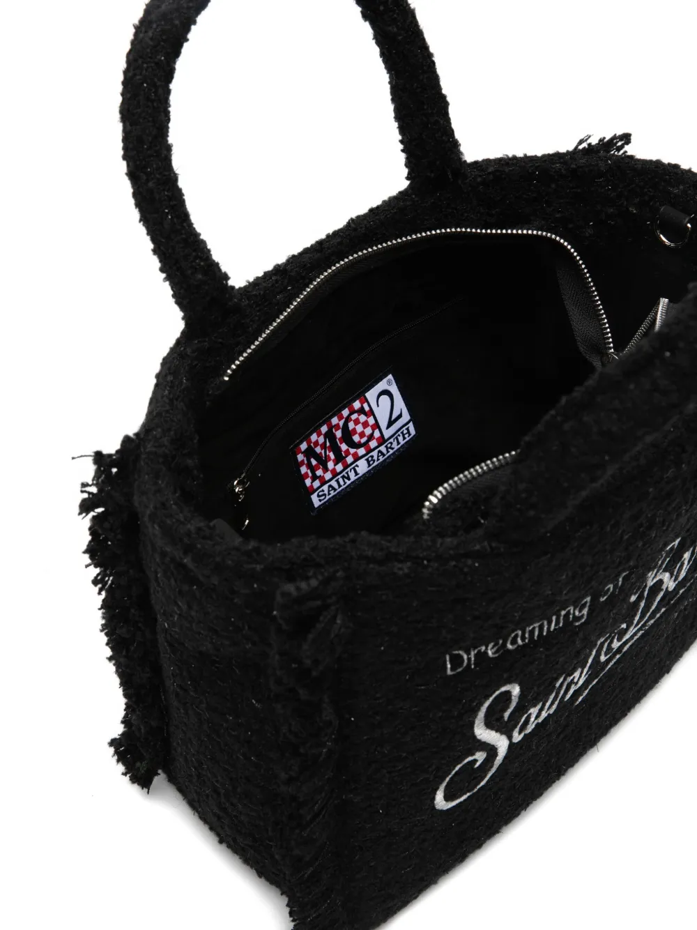MC2 Saint Barth Shopper met borduurwerk en franje Zwart