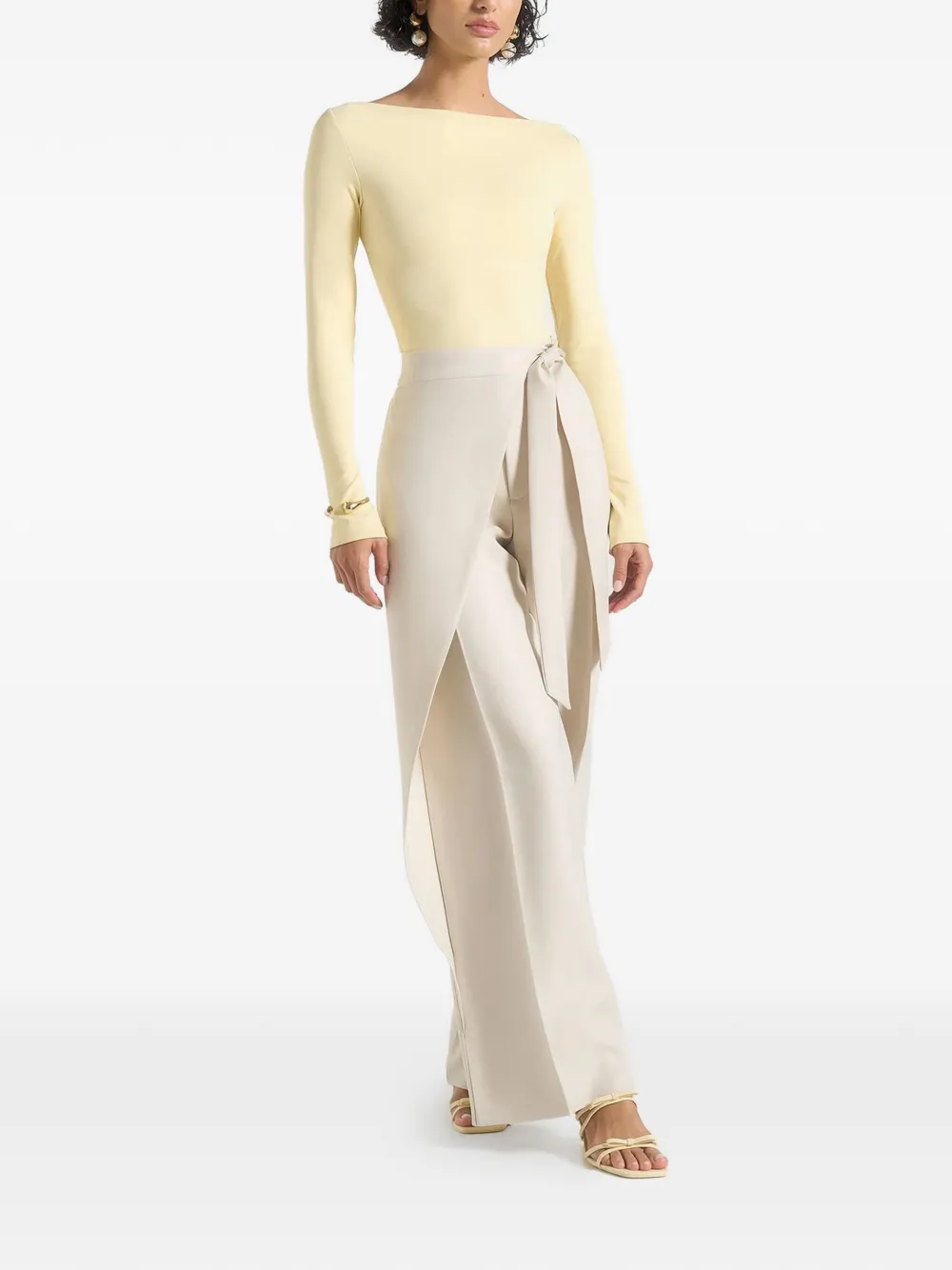 Manière De Voir Éva boat-neck long-sleeves bodysuit Geel