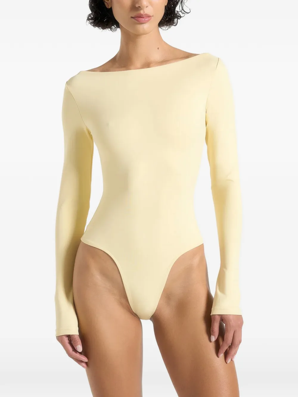 Manière De Voir Éva boat-neck long-sleeves bodysuit Geel