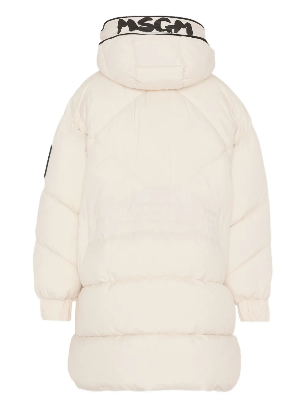 Msgm Hooded Quilted Coat In Neutral