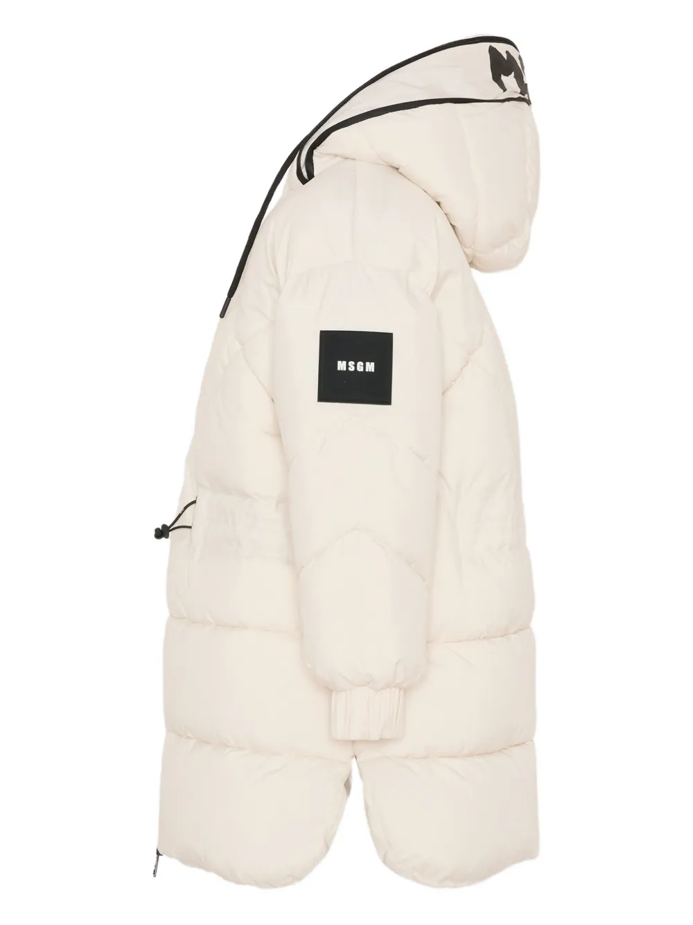 Msgm Hooded Quilted Coat In Neutral