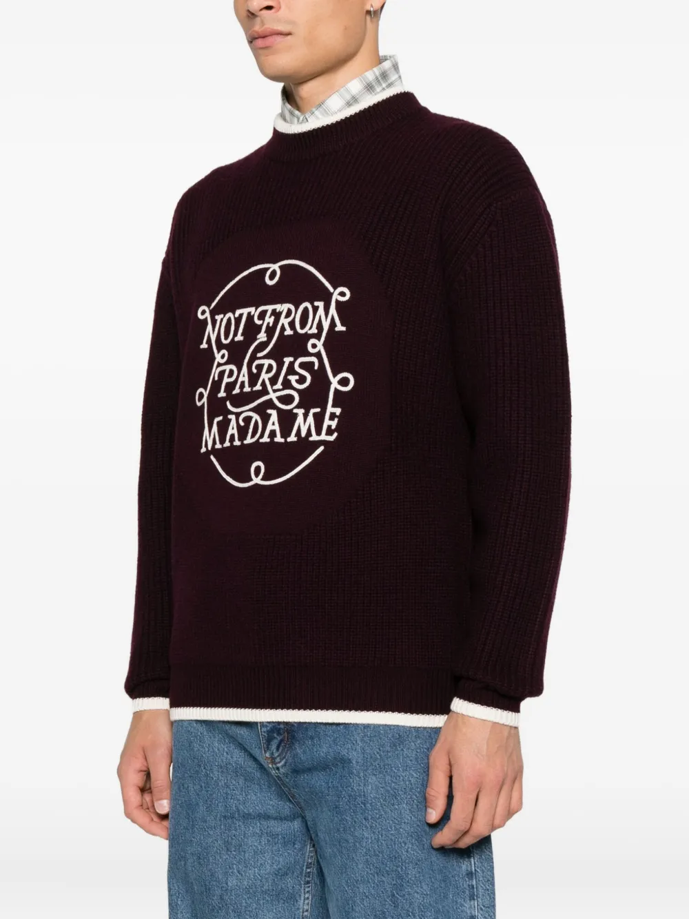 Drôle De Monsieur Trui met borduurwerk Rood