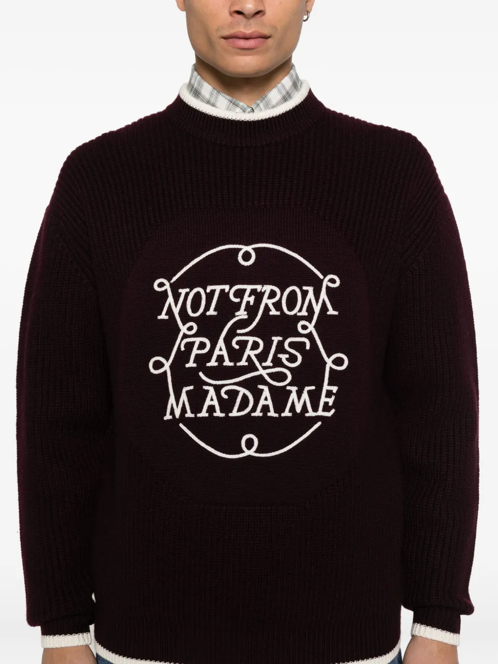 Drôle De Monsieur Trui met borduurwerk Rood