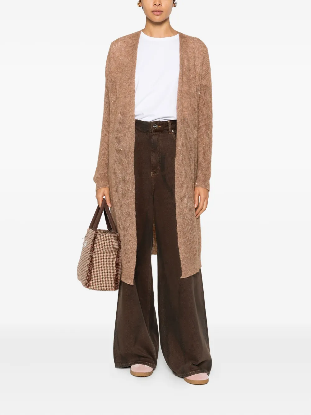 120% Lino open-front embellished long cardigan | Single Breasted Coats | Image 2
