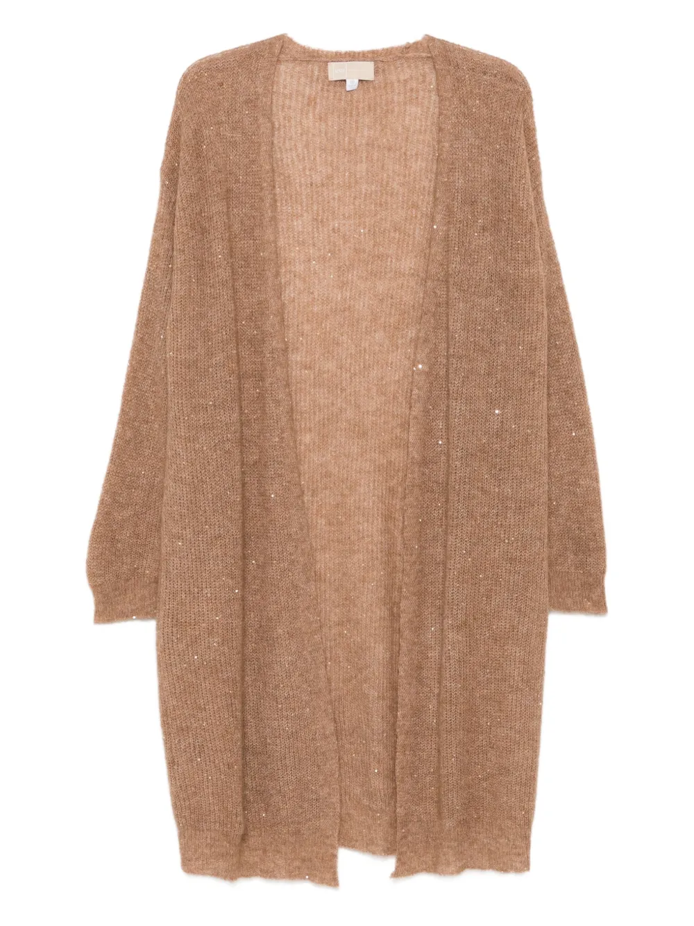120% Lino open-front embellished long cardigan | Brown | Image 1