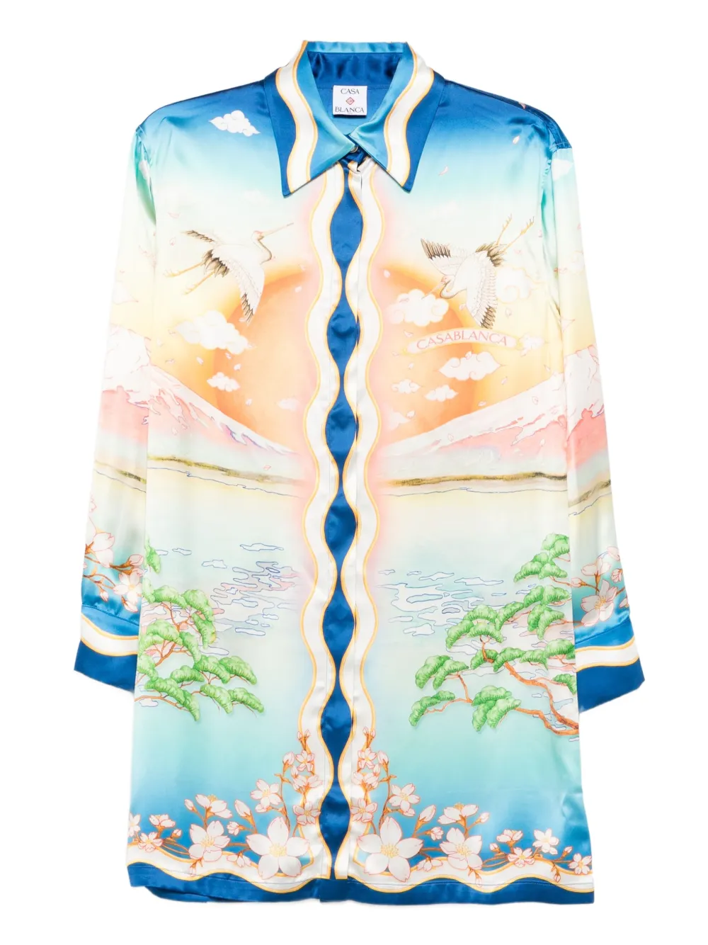 Casablanca crane-print midi dress - Blu