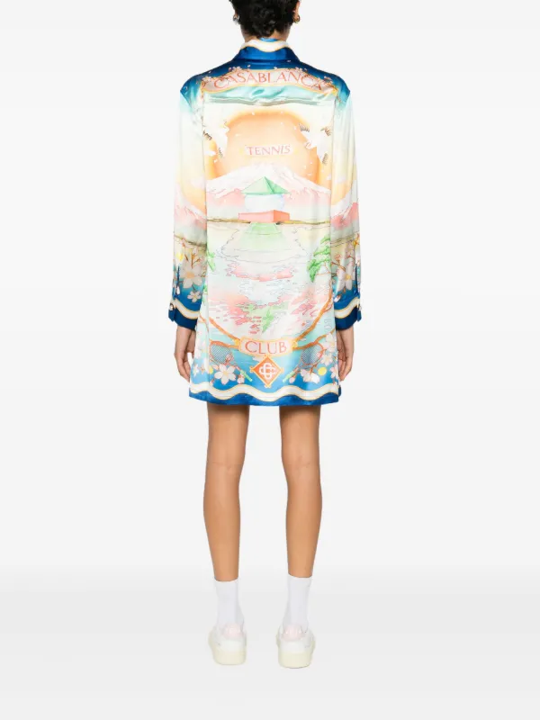 Casablanca Crane-print Midi Dress - Blue