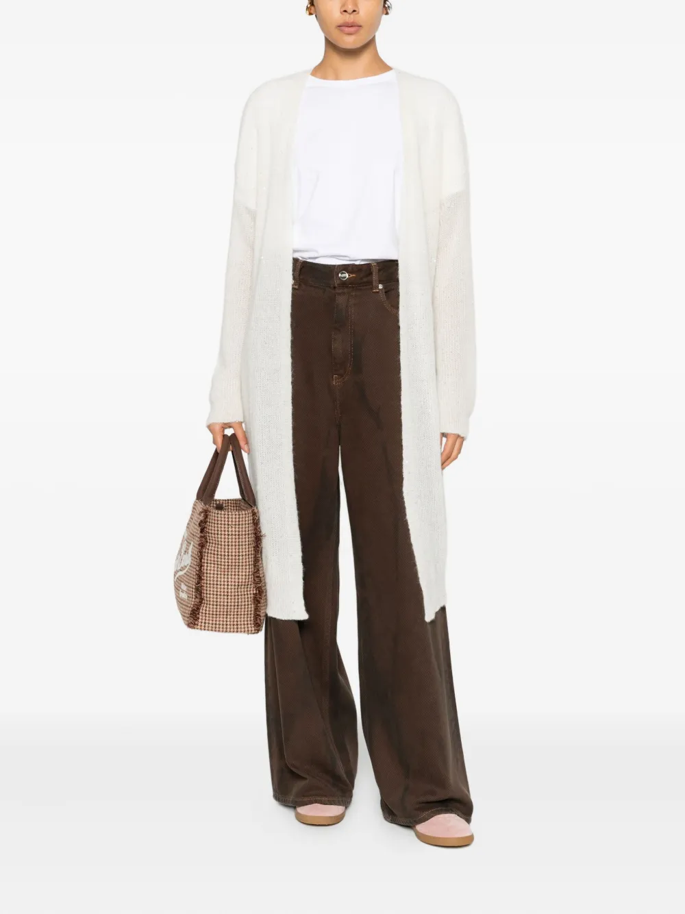 120% Lino Linen Long Cardigan In White