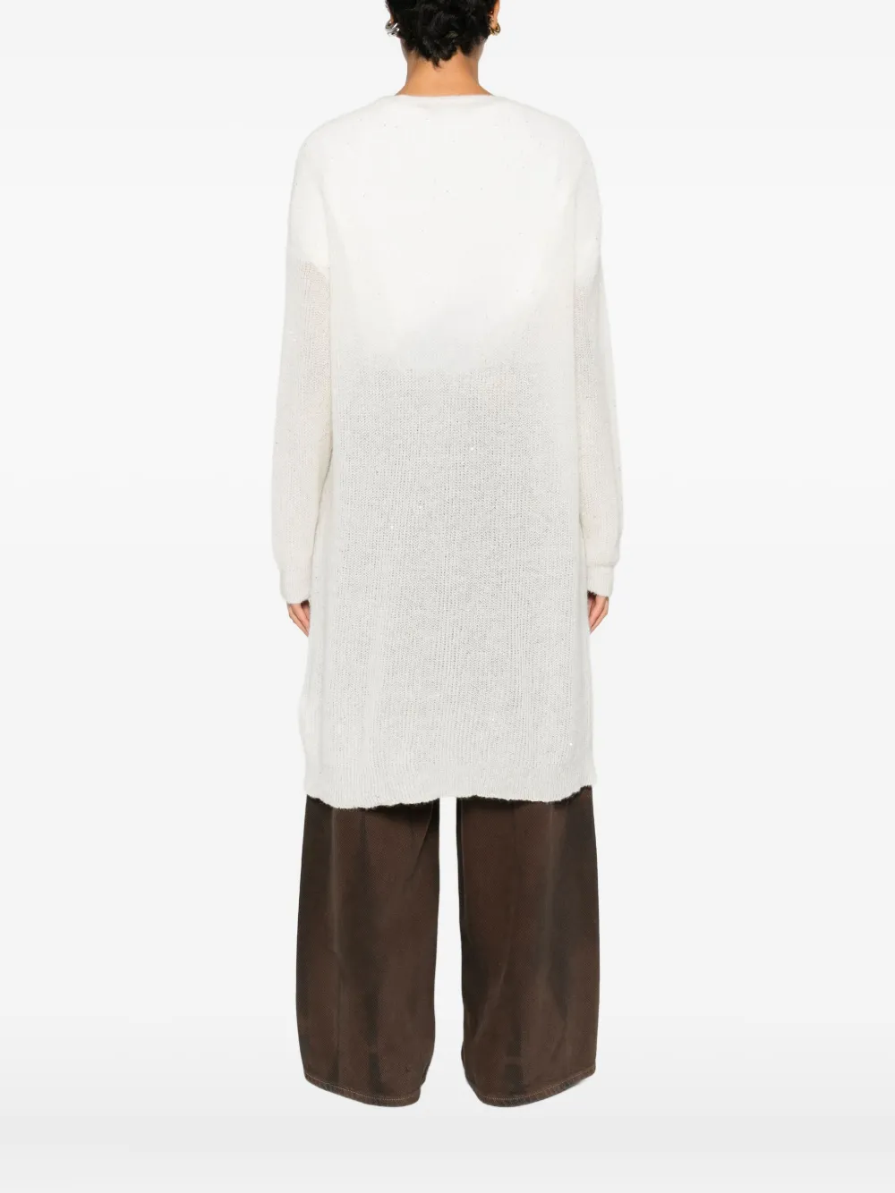 120% Lino Linen Long Cardigan In White