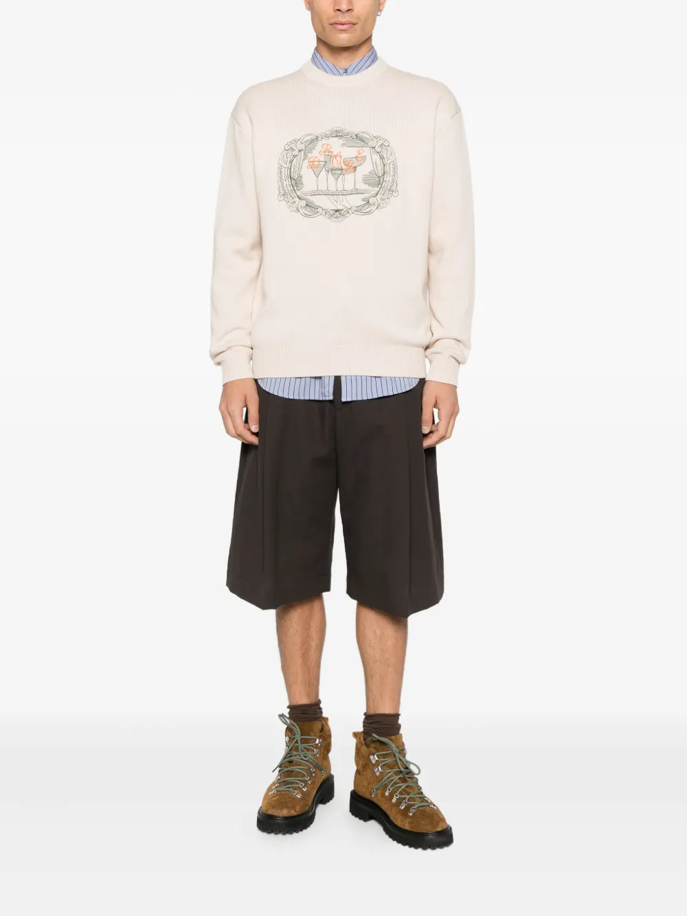 Drôle De Monsieur graphic-print sweater - Beige