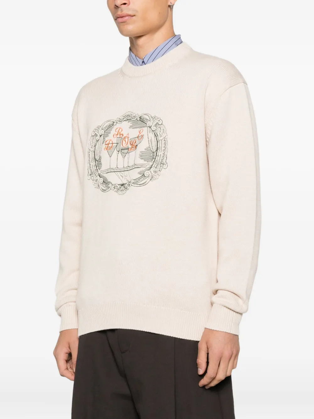 Drôle De Monsieur Trui met print Beige