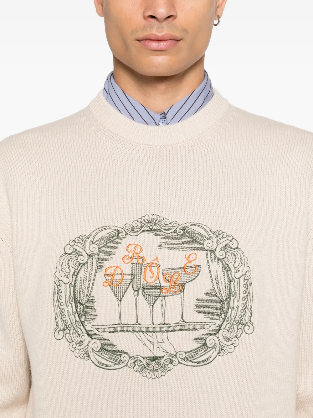 Drôle De Monsieur Trui met print Beige