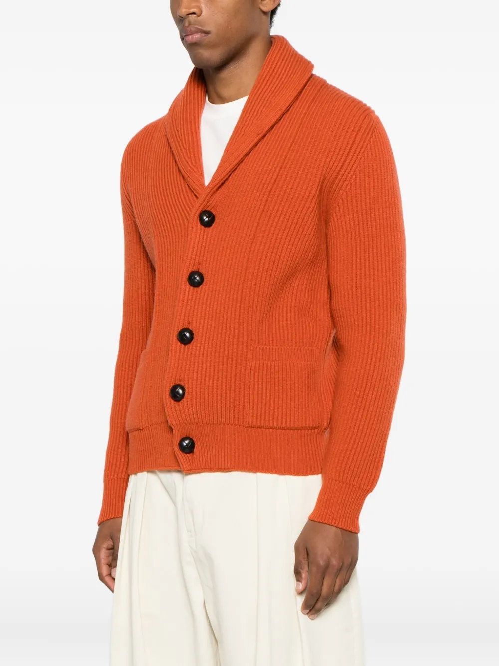Mcgeorge Button-up Shawl-lapel Cardigan In Orange
