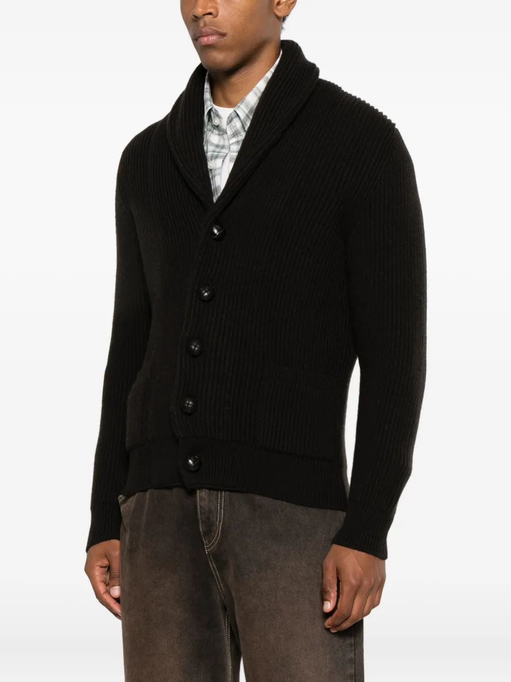 Mcgeorge Button Shawl-collar Cardigan In Black