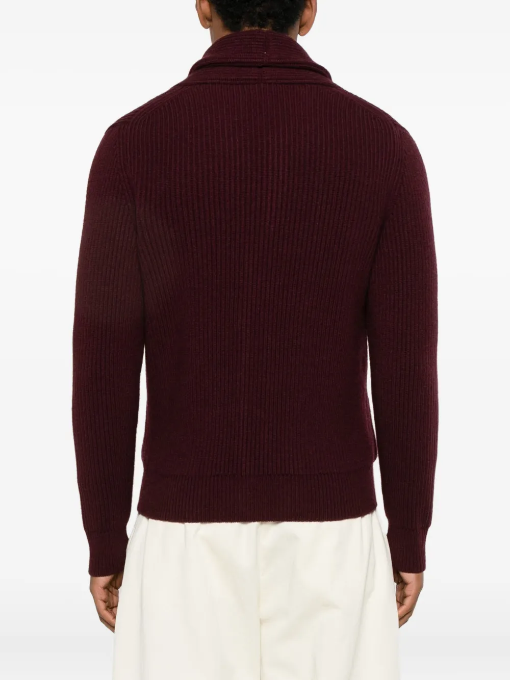 Mcgeorge Button-up Ribbed Cardigan In Burgundy