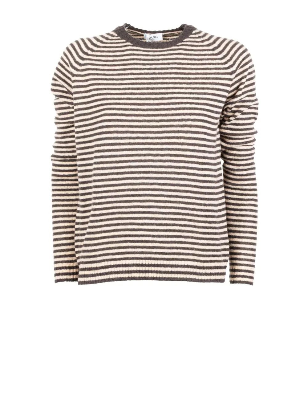 Base Milano Striped Sweater In Brown