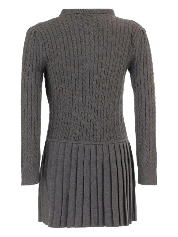 POLO RALPH LAUREN KIDS cable-knit Pleated Dress Grey FARFETCH IN
