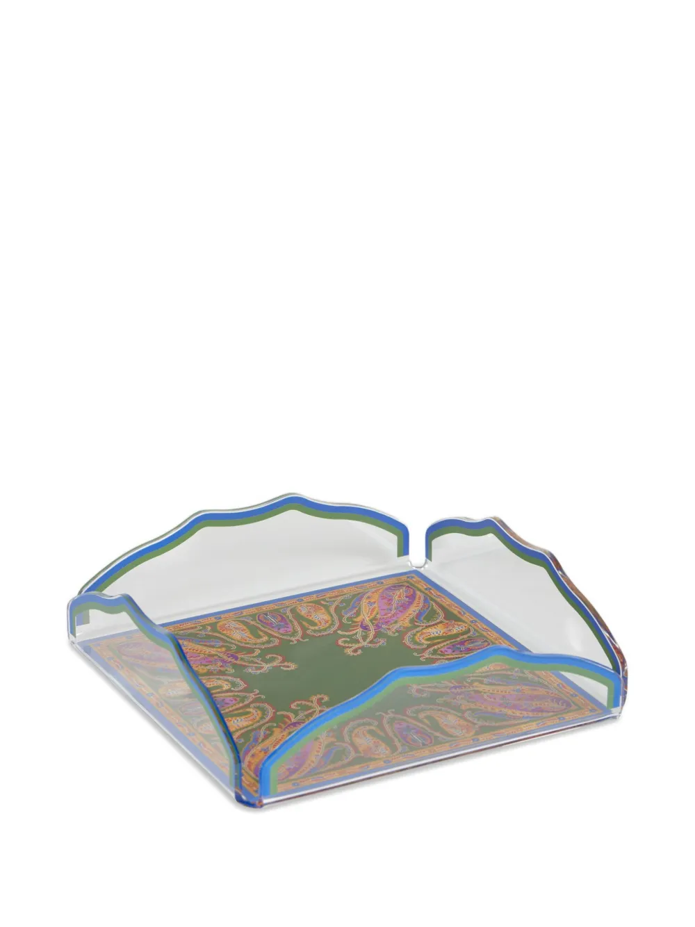 Etro Home Paisley Square Tray (4.5cm X 17cm) In Green