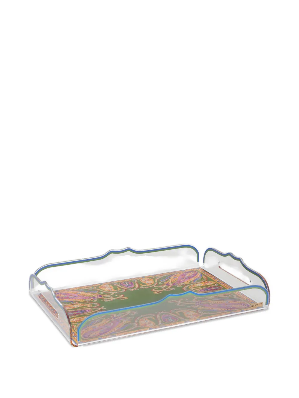 Etro Home Paisley Rectangular Tray (42cm X 28cm) In Green