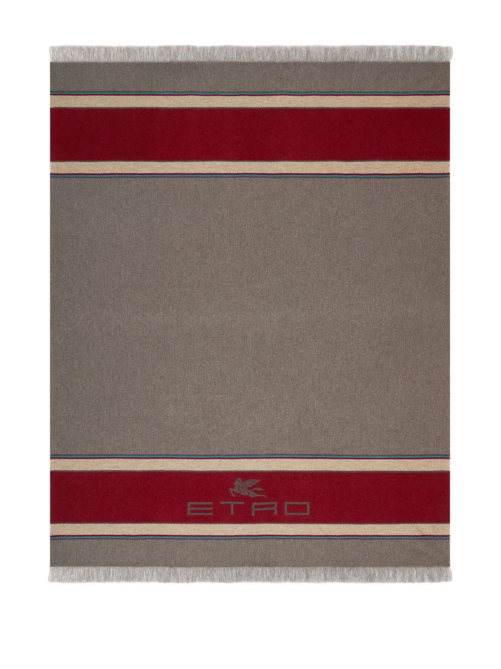 ETRO HOME striped logo-detail throw blanket (180cm x 140cm) - グレー ETRO HOME striped logo-detail throw blanket (180cm x 140cm) - グレー