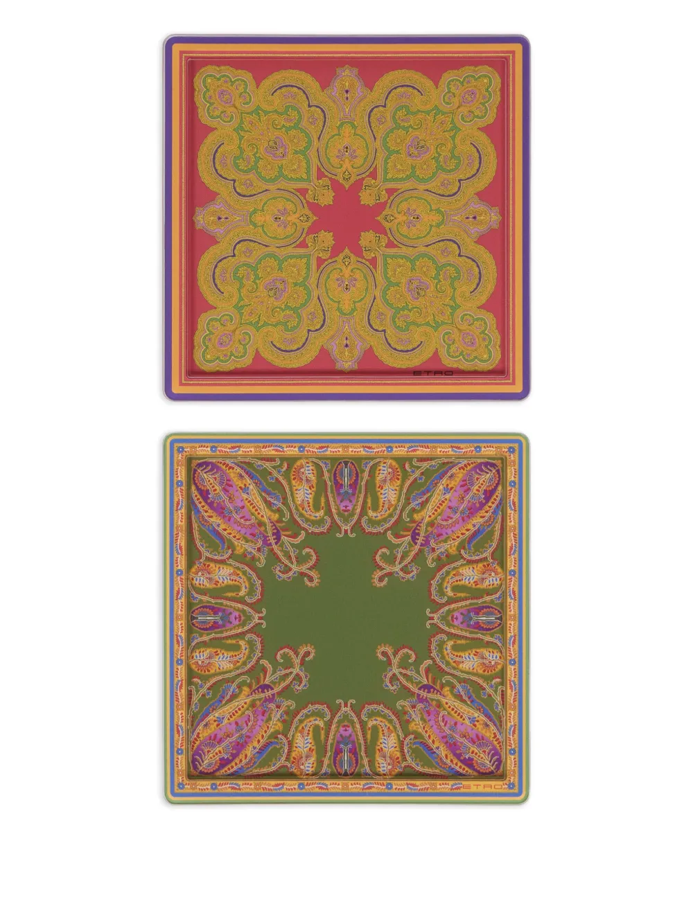 Etro Home Printed Coasters (set Of Two) In Multi