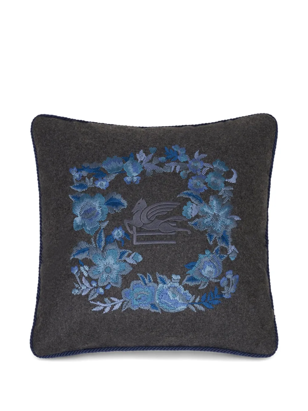 ETRO HOME Kissen mit Blumenstickerei (45cm x 45cm) - Grau