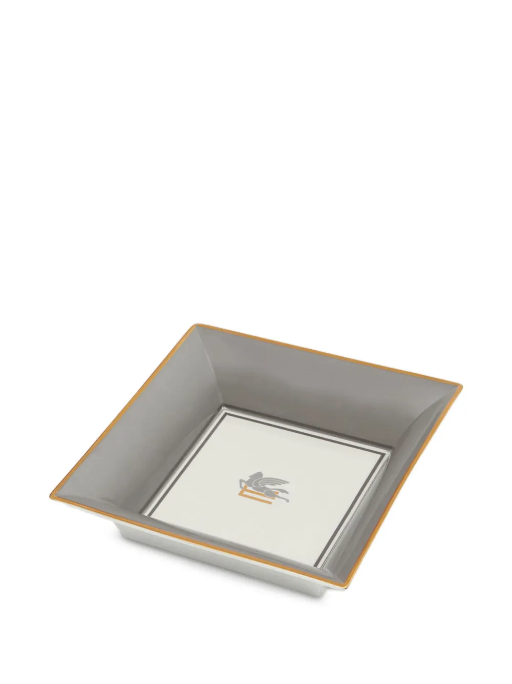 Etro Home Pegasus Porcelain Tray (4cm X 16cm X 16cm) In Gray