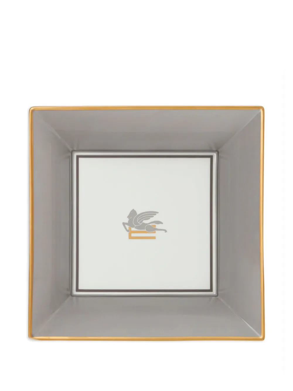 Etro Home Pegasus Porcelain Tray (4cm X 16cm X 16cm) In Gray