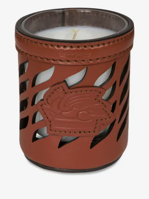 ETRO HOME レザーキャンドルホルダー 9cm x 8cm