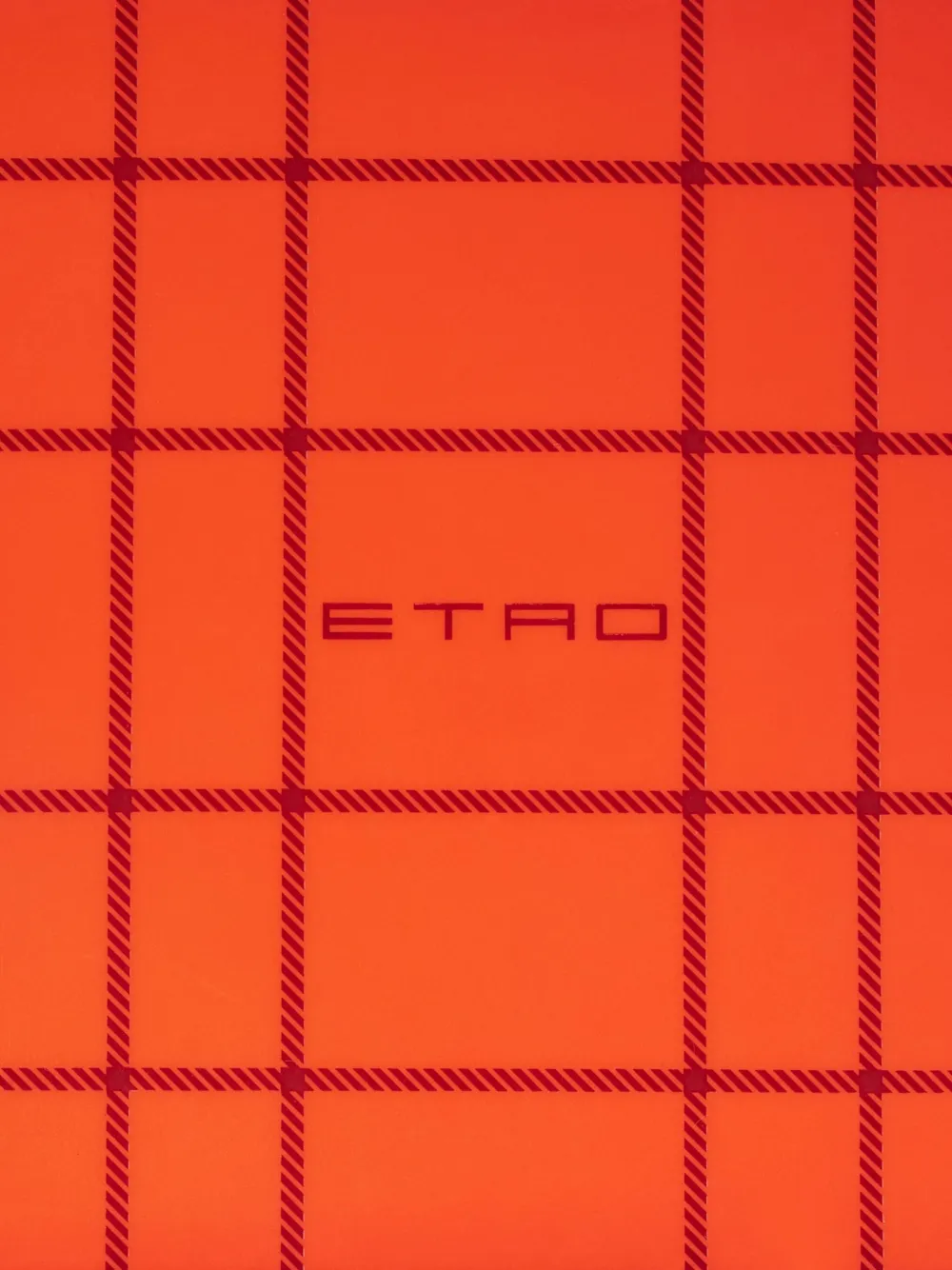 Etro Home Checked Porcelain Tray (6cm X 24cm X 24cm) In Orange