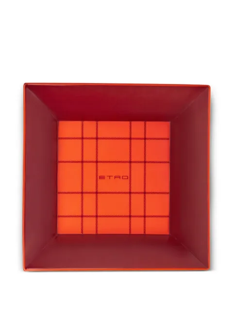 ETRO HOME bandeja de porcelana a cuadros (6cm x 24cm x 24cm)