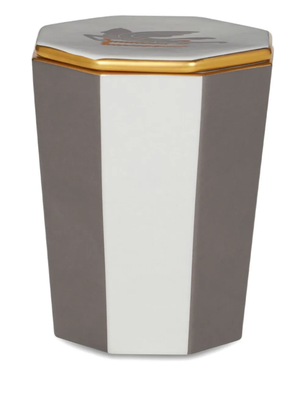 Etro Home Octagonal Porcelain Candle Holder (10cm X 8cm) In Gray