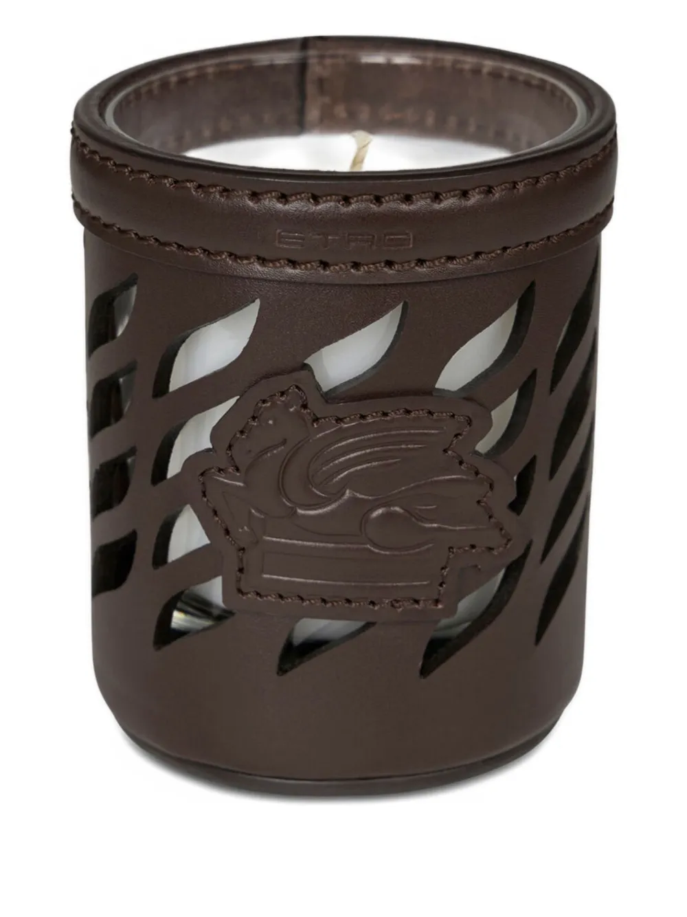 Etro Home Leather Candle Holder (9cm X 8cm) In Brown
