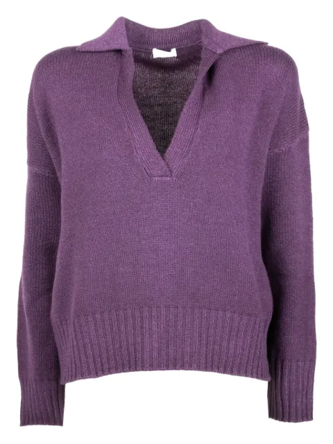Base Milano polo-collar V-neck top
