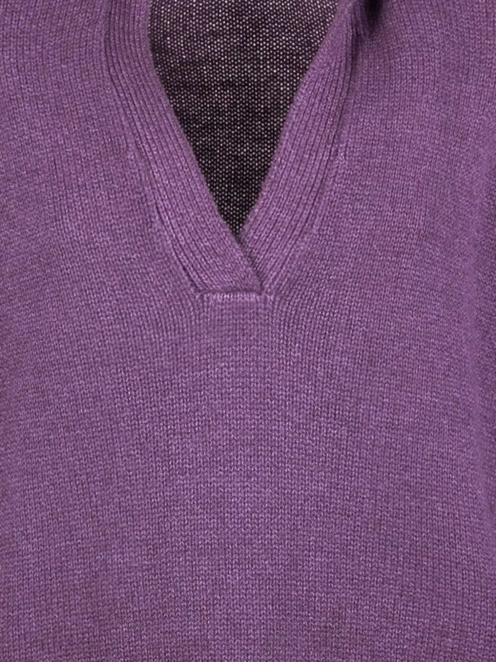 Base Milano polo-collar V-neck top - Paars